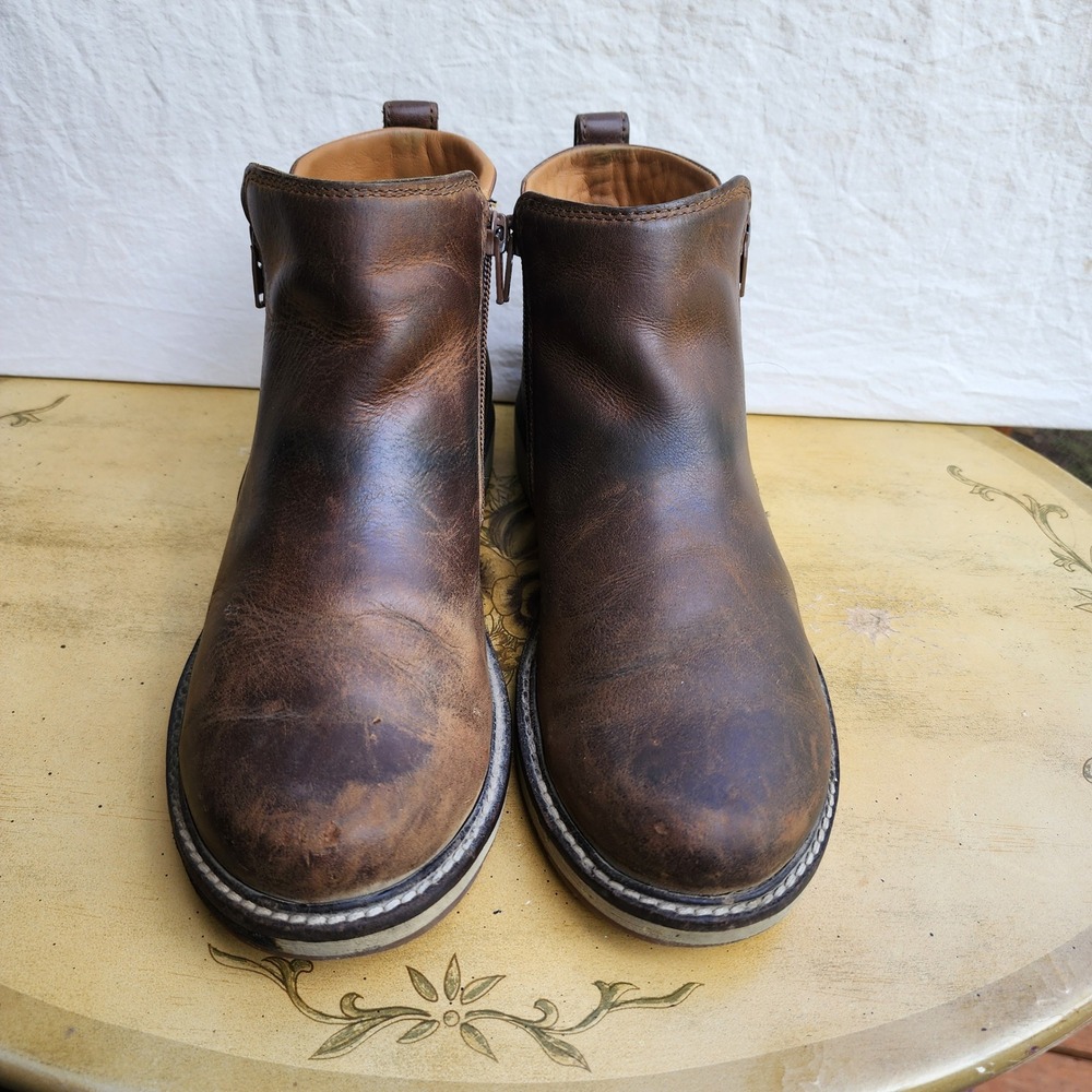 Keen Bailey US 8 Brown Cognac Leather Zip Ankle Boots Casual Minimalist Hiking - Picture 7 of 8
